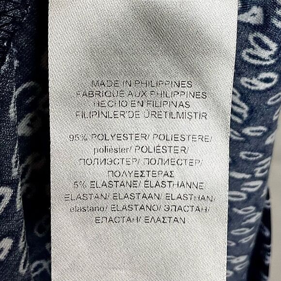 Lauren Ralph Lauren Ruched Dress Navy Printed Matte Jersey Knit Sz 6P Office - Picture 10 of 12